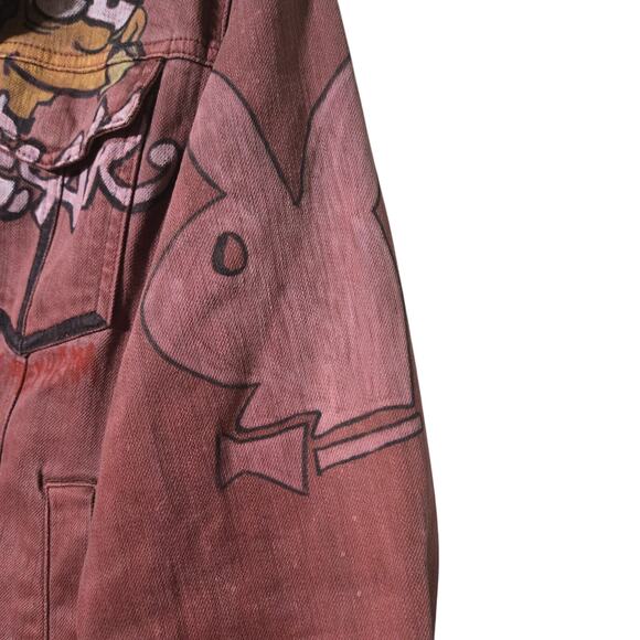 Joe's‎ Denim Jacket M Red Graffiti Street Art Bart Simpson Painted Brooklyn 1996 - Picture 9 of 15